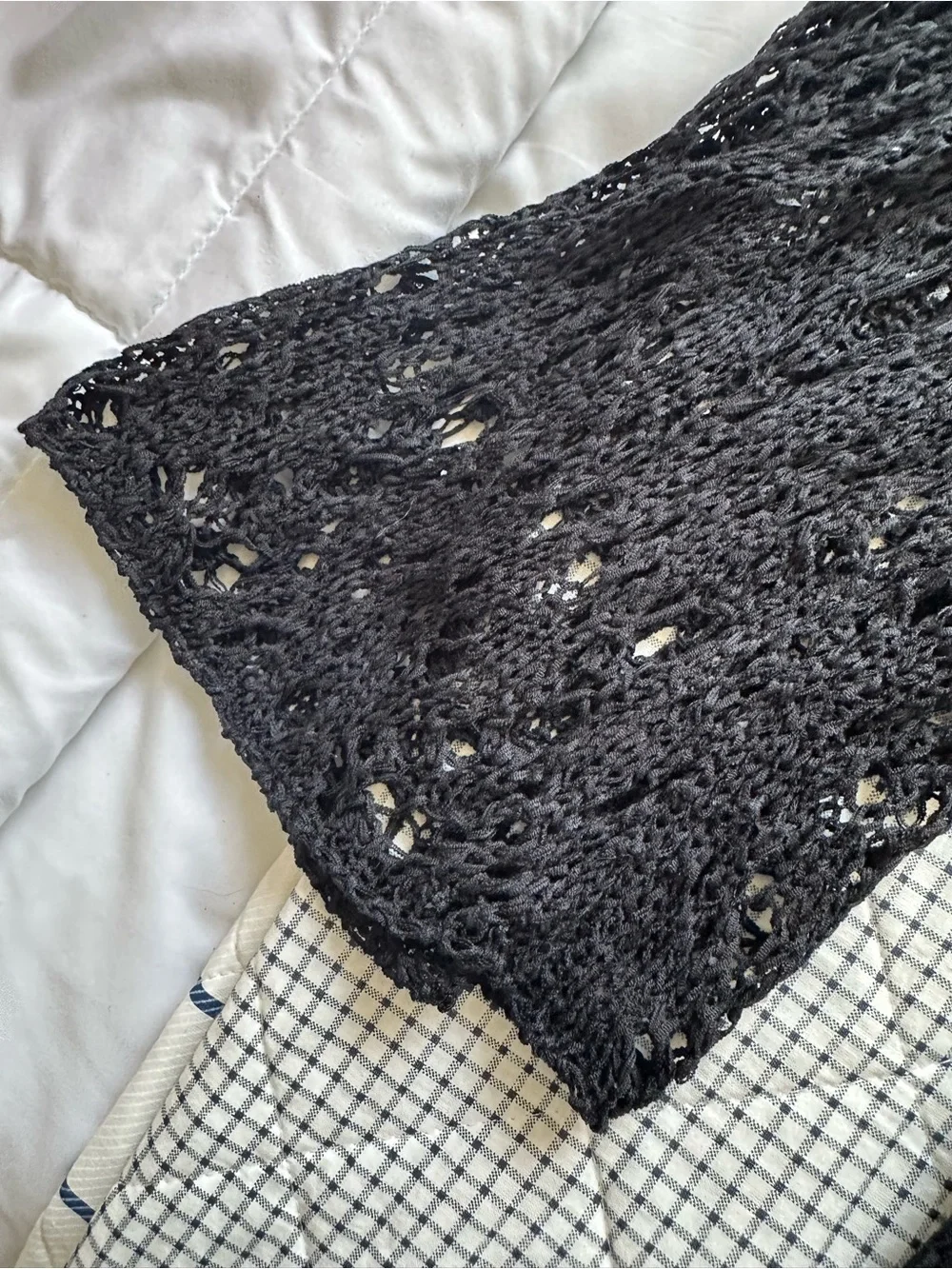 Coco + Carmen Black Open-Knit Scoop Neck Sweater